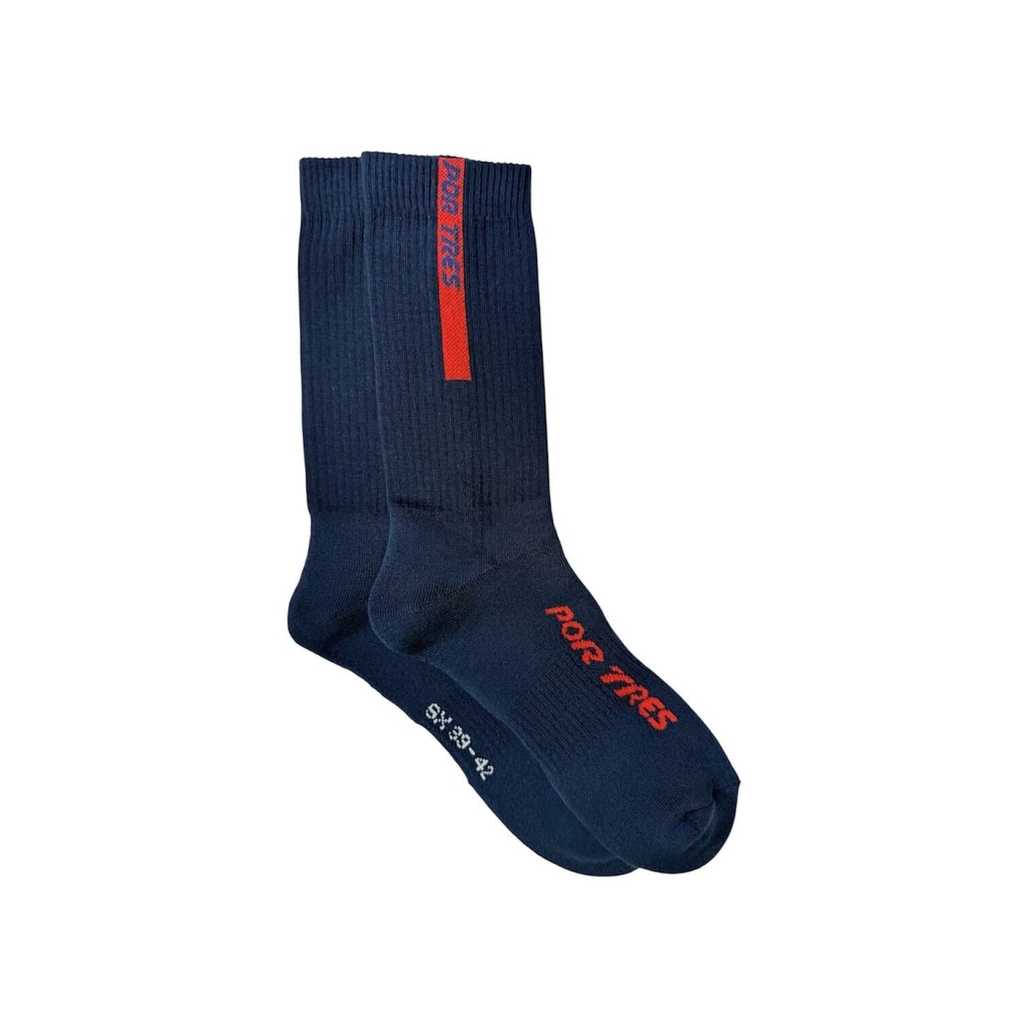 Calze ESSENTIAL Lunghe Blu con Logo Rosso 100% Cotone