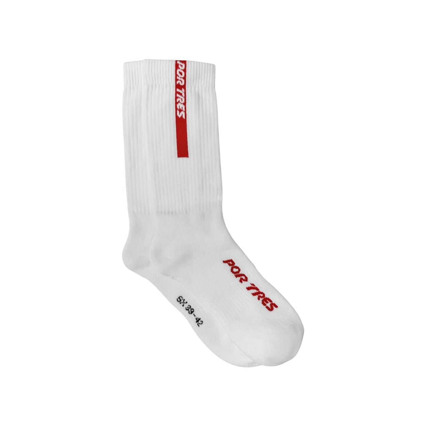 Calze ESSENTIAL Lunghe Bianche con Logo Rosso 100% Cotone