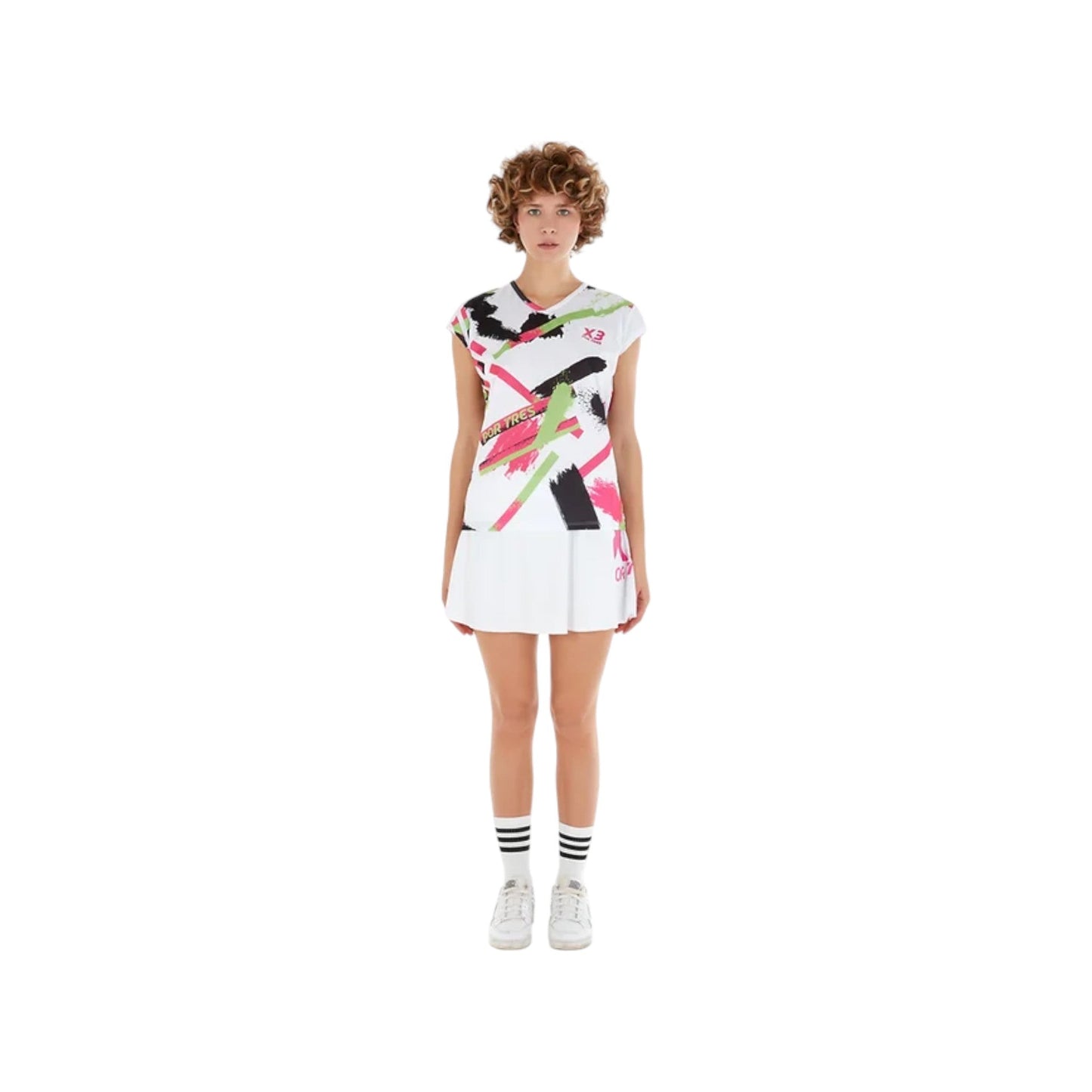 Falda TORREON Blanca y Fucsia