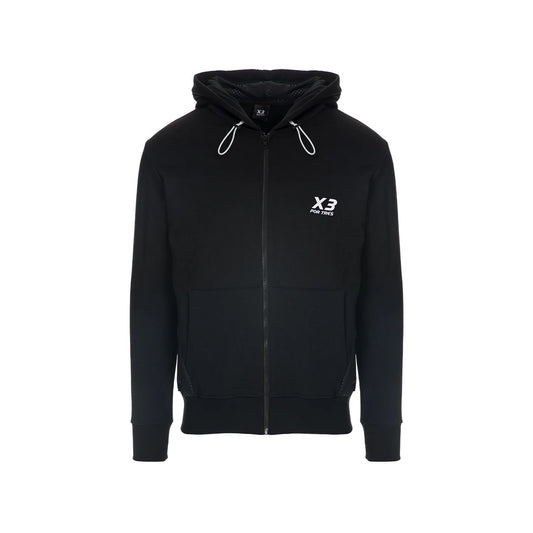Felpa USA con cappuccio Nera con inserti Bianchi